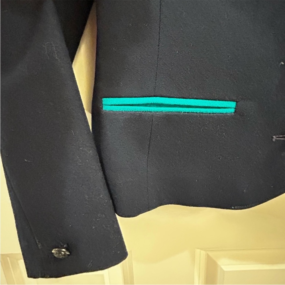 Vintage 70s Pendleton Wool Blazer Navy Teal Trim Contrast Lapel Academia Sz M - Picture 9 of 12